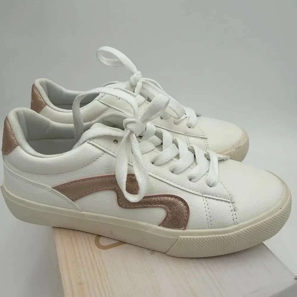 Blowfish Malibu Girls Vice Wave White Ella Rose Gold Voyager Sneakers NEW Size 2
